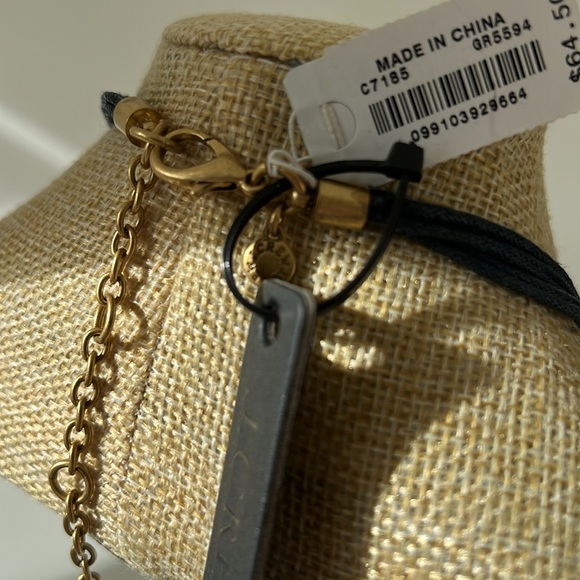 NWT J Crew Statement Green Blue Brass Golden Rhinestone Faux? Leather Necklace - Picture 4 of 8